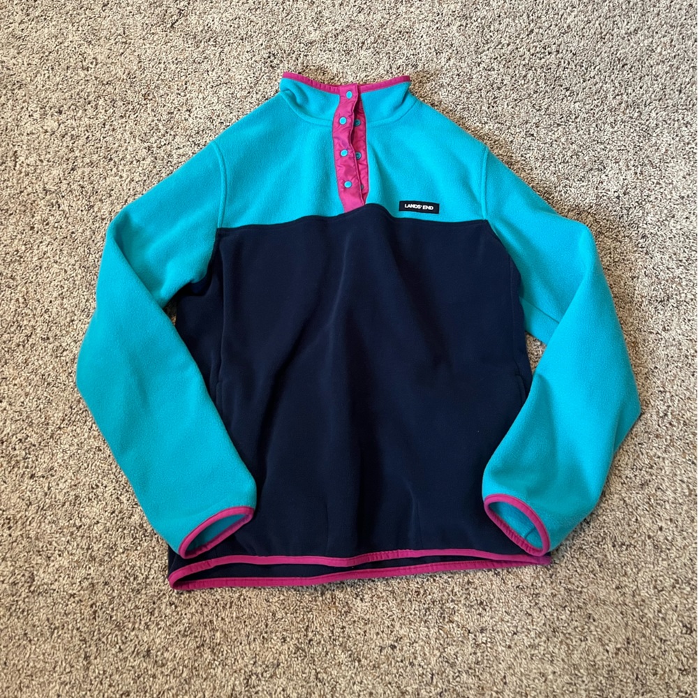 Lands End Fleece Button Pullover